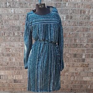 Elegant Blue Striped Dress